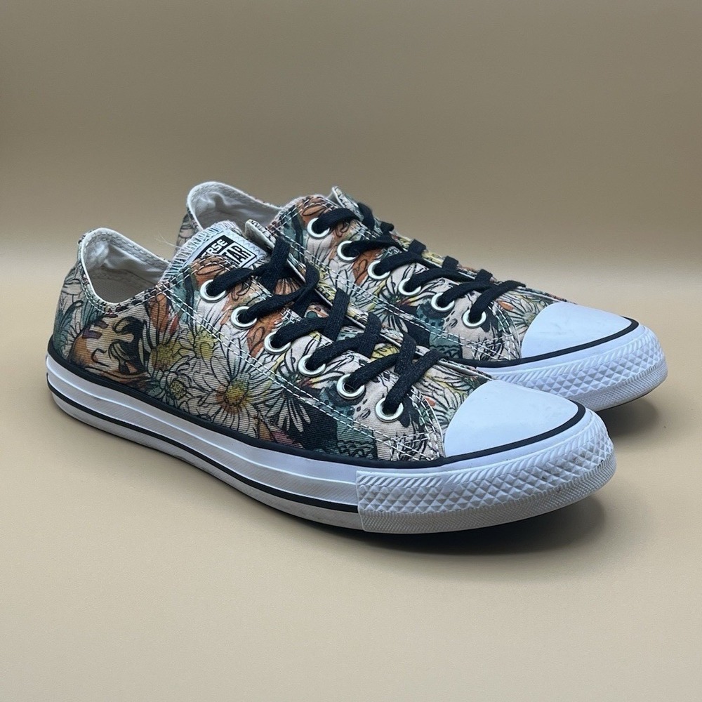 Converse Chuck Taylor All Stars Green Floral Print Low Top - Women's Size 8.5